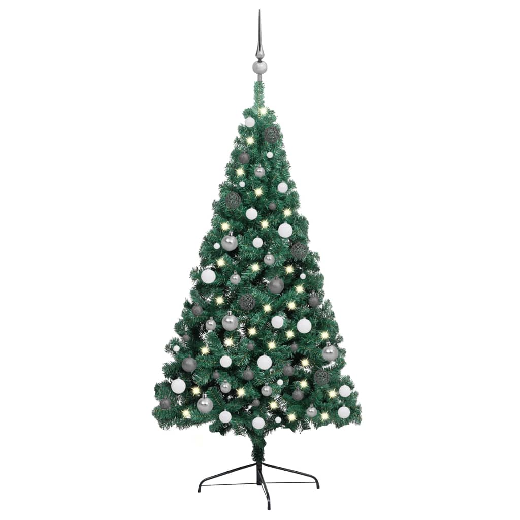 Kunstkerstboom Met Led's En Kerstballen Half 240 Cm Groen