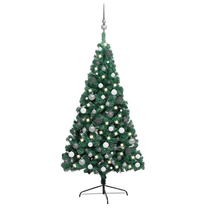 Kunstkerstboom Met Led's En Kerstballen Half 240 Cm Groen