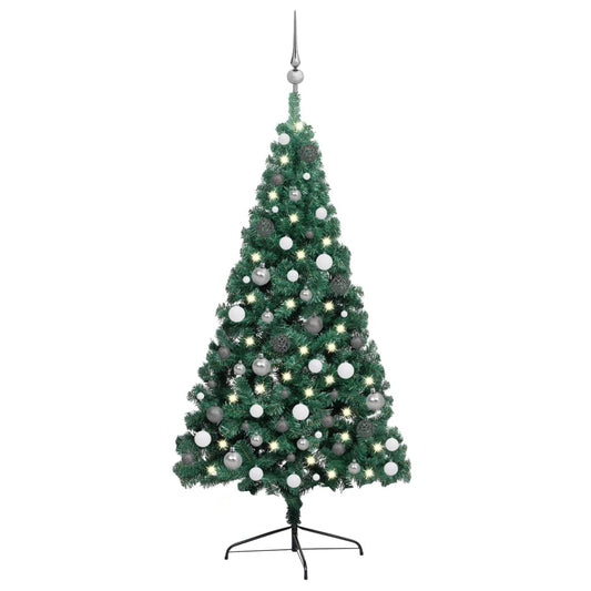 Kunstkerstboom Met Led's En Kerstballen Half 240 Cm Groen