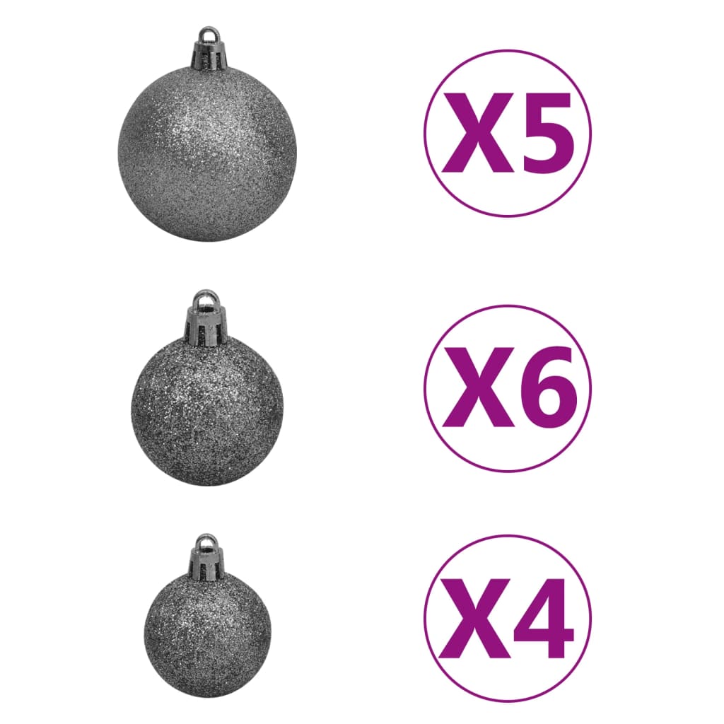 Kunstkerstboom Met Led's En Kerstballen Half 180 Cm Wit
