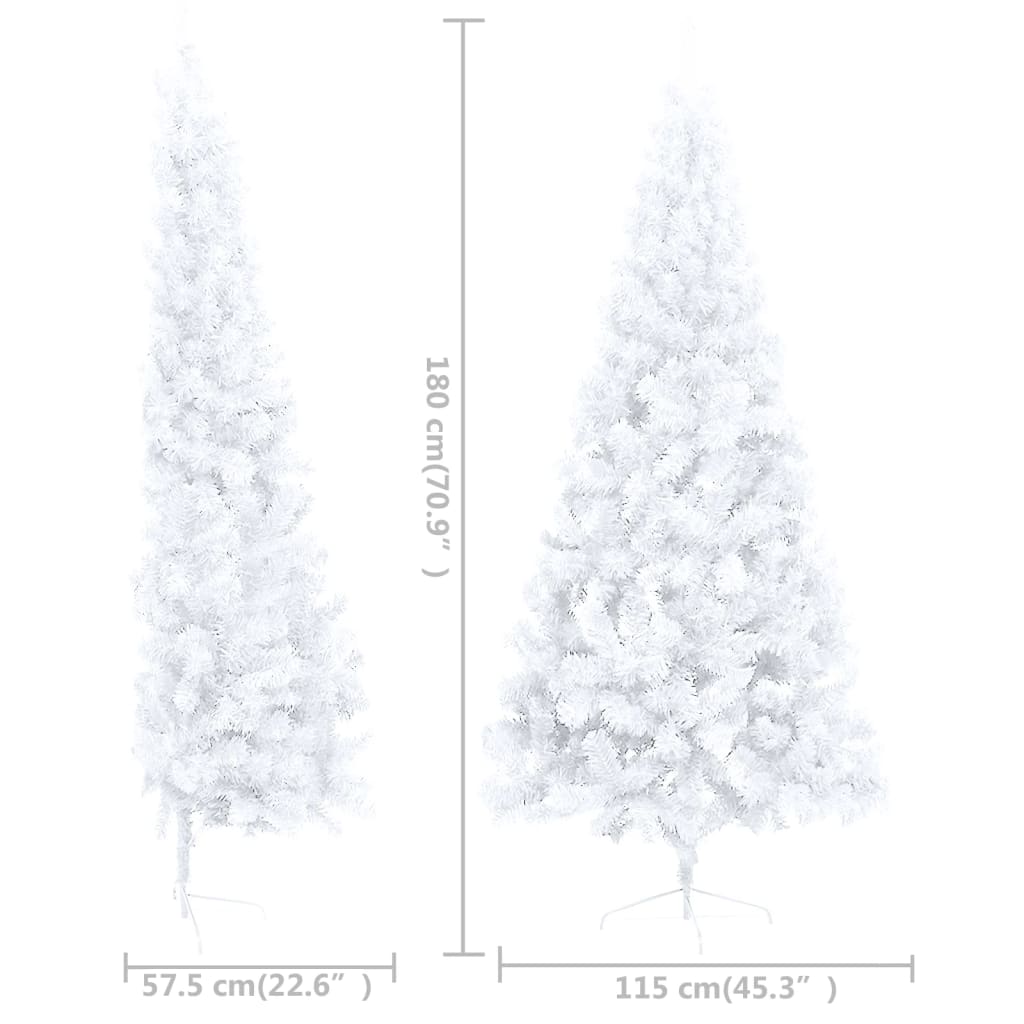 Kunstkerstboom Met Led's En Kerstballen Half 180 Cm Wit