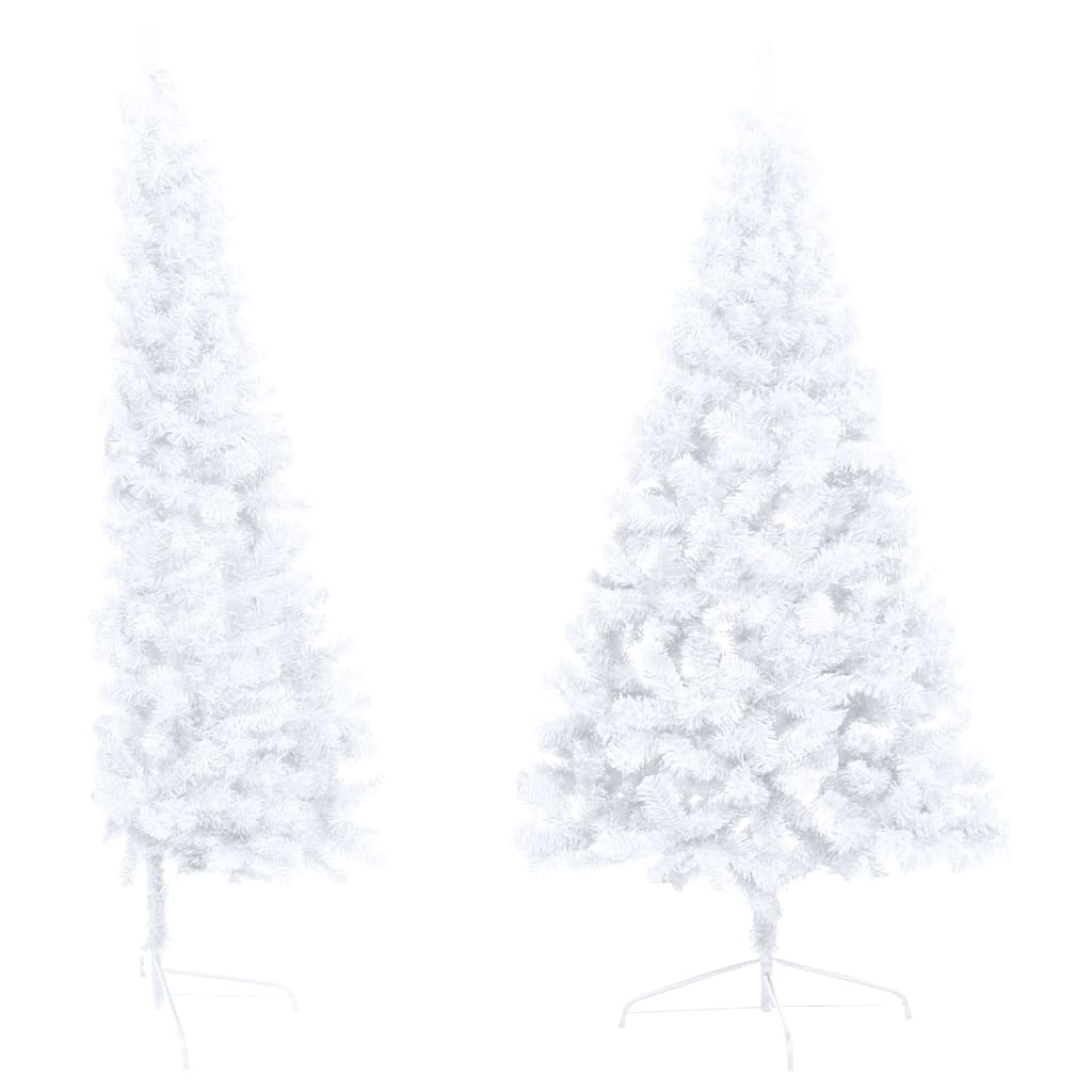 Kunstkerstboom Met Led's En Kerstballen Half 180 Cm Wit