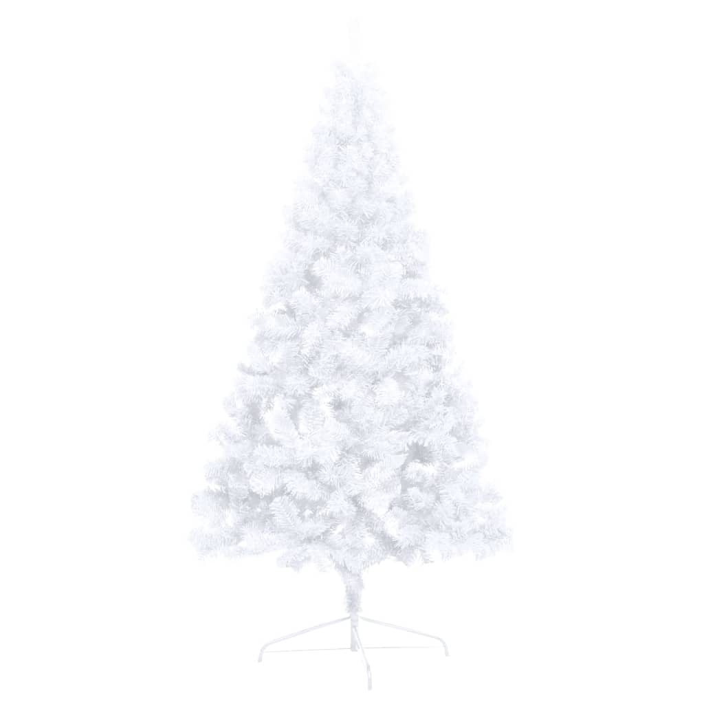 Kunstkerstboom Met Led's En Kerstballen Half 180 Cm Wit