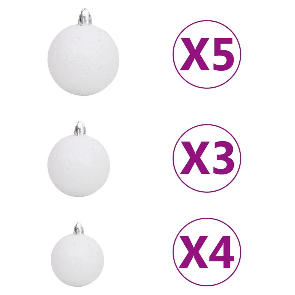Kunstkerstboom Met Led's En Kerstballen Half 180 Cm Wit