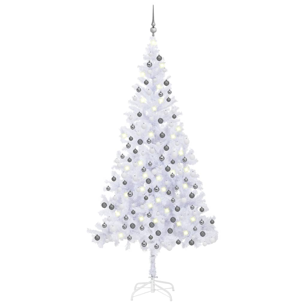 Kunstkerstboom Met Led's En Kerstballen L 240 Cm Wit