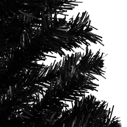 Kunstkerstboom Met Led's En Kerstballen 180 Cm Pvc Zwart