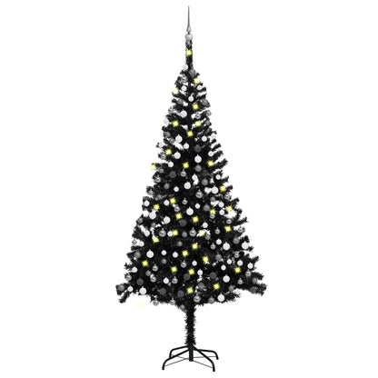 Kunstkerstboom Met Led's En Kerstballen 240 Cm Pvc Zwart