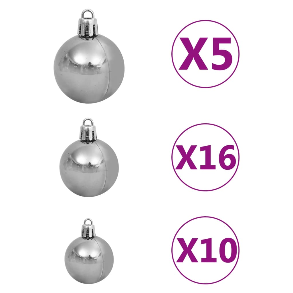 Kunstkerstboom Met Led's En Kerstballen 210 Cm Pvc Blauw