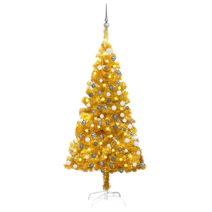 Kunstkerstboom Met Led's En Kerstballen 120 Cm Pet Goudkleurig