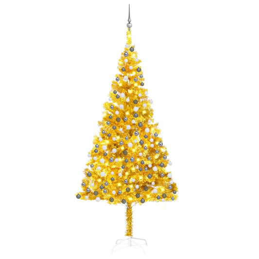 Kunstkerstboom Met Led's En Kerstballen 210 Cm Pet Goudkleurig