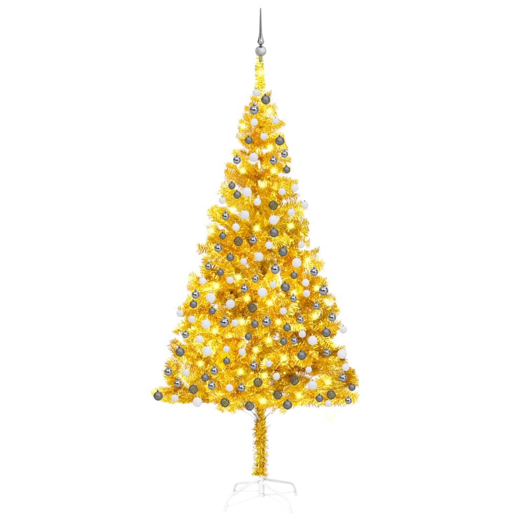 Kunstkerstboom Met Led's En Kerstballen 240 Cm Pet Goudkleurig