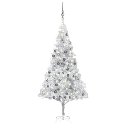 Kunstkerstboom Met Led's En Kerstballen 180 Cm Pet Zilverkleur