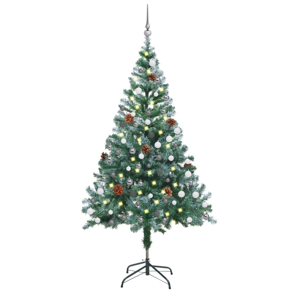 Kunstkerstboom Met Led's, Kerstballen En Dennenappels 150 Cm
