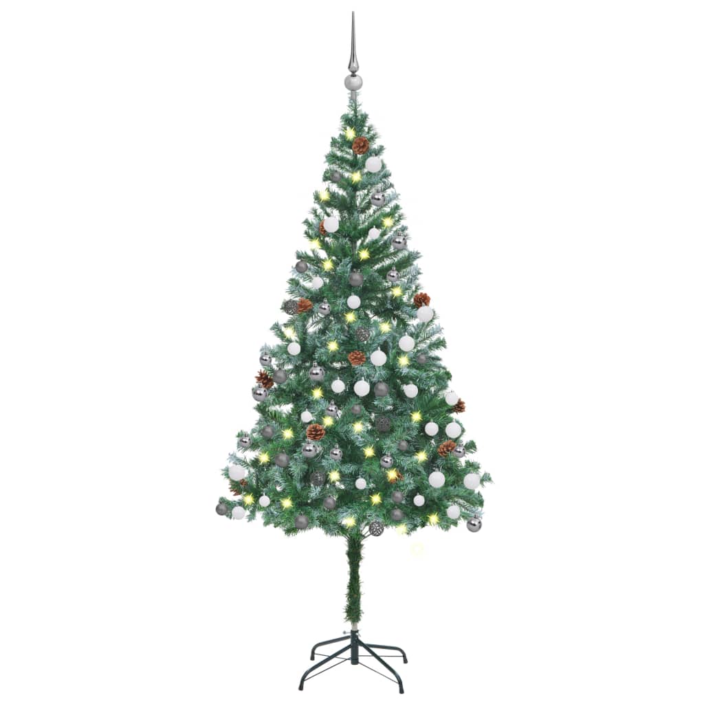 Kunstkerstboom Met Led's, Kerstballen En Dennenappels 180 Cm