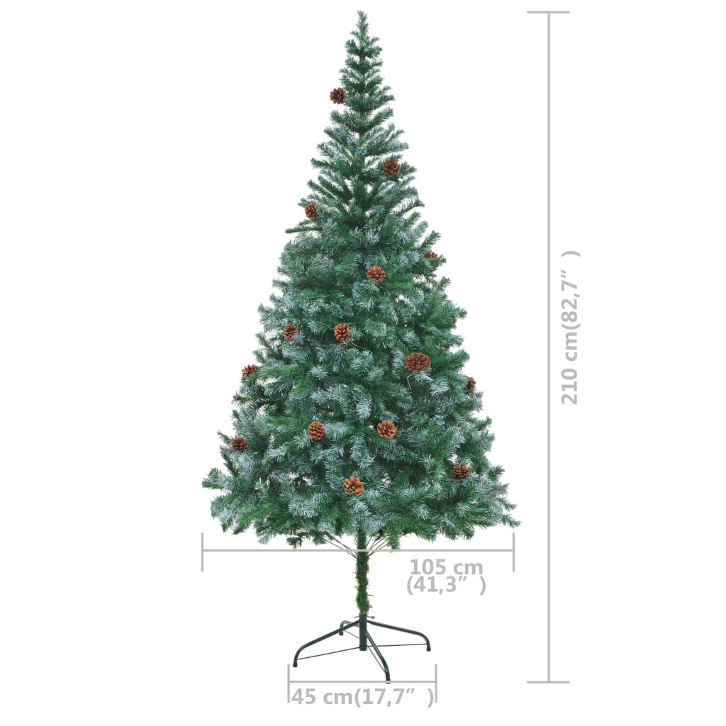 Kunstkerstboom Met Led's, Kerstballen En Dennenappels 210 Cm