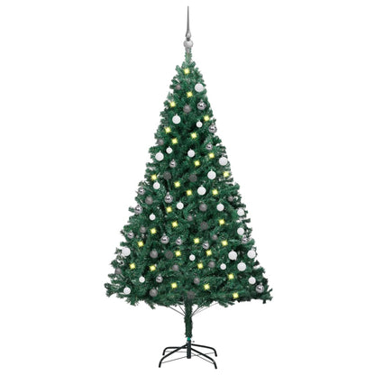 Kunstkerstboom Met Led's En Kerstballen 120 Cm Pvc Groen