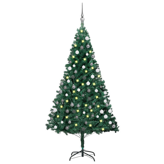 Kunstkerstboom Met Led's En Kerstballen 120 Cm Pvc Groen