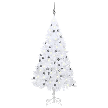Kunstkerstboom Met Led's En Kerstballen 180 Cm Pvc Wit