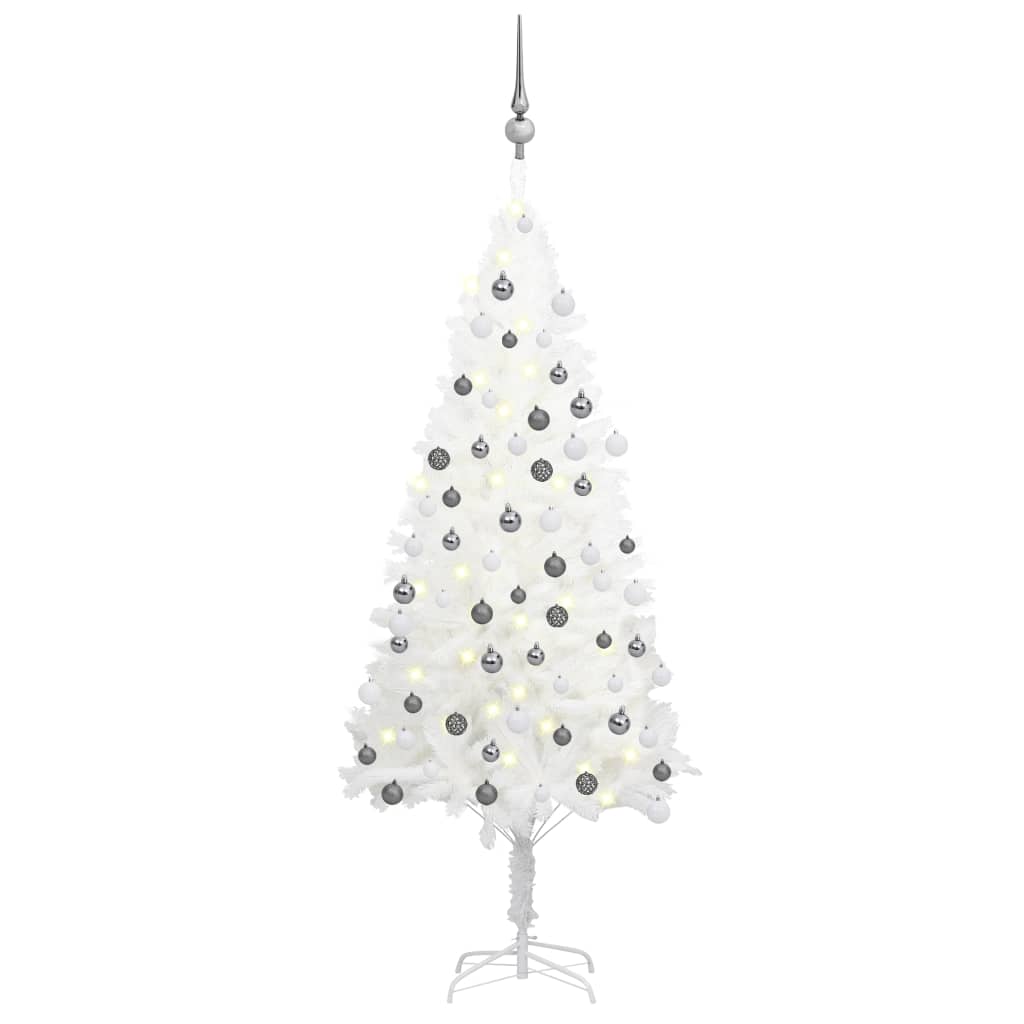 Kunstkerstboom Met Led's En Kerstballen 120 Cm Wit