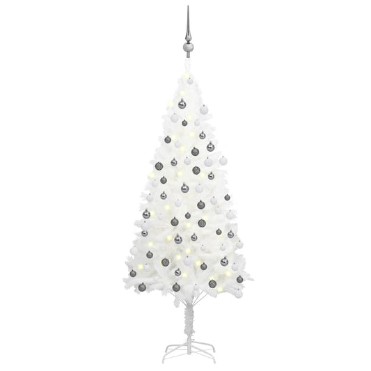 Kunstkerstboom Met Led's En Kerstballen 120 Cm Wit