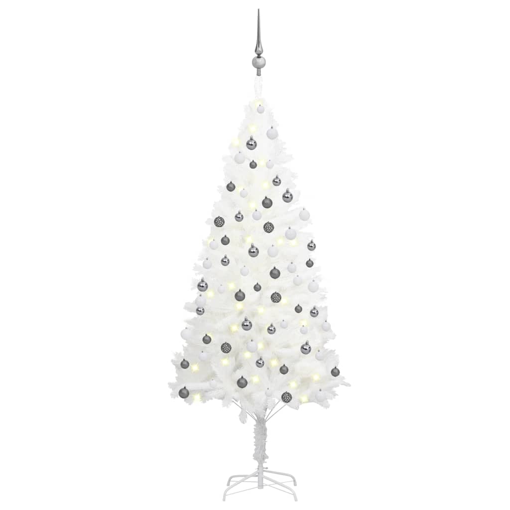 Kunstkerstboom Met Led's En Kerstballen 150 Cm Wit