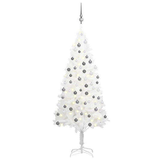 Kunstkerstboom Met Led's En Kerstballen 150 Cm Wit