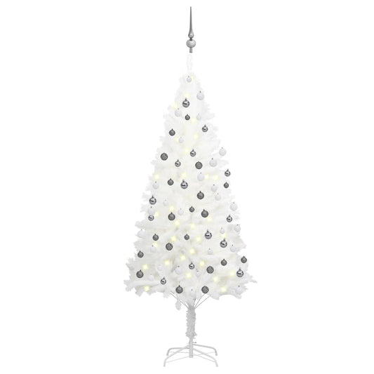 Kunstkerstboom Met Led's En Kerstballen 180 Cm Wit