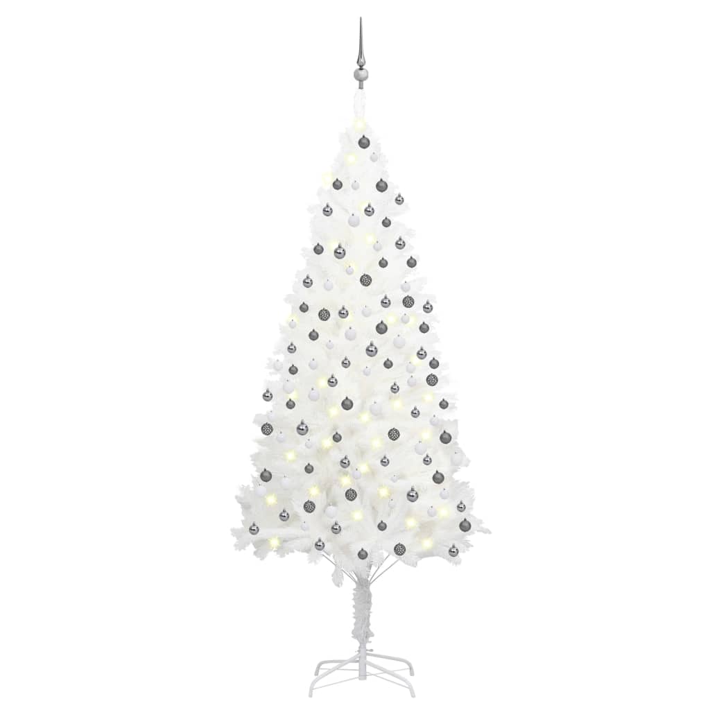 Kunstkerstboom Met Led's En Kerstballen 210 Cm Wit