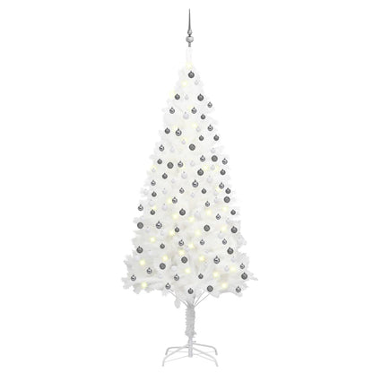 Kunstkerstboom Met Led's En Kerstballen 210 Cm Wit