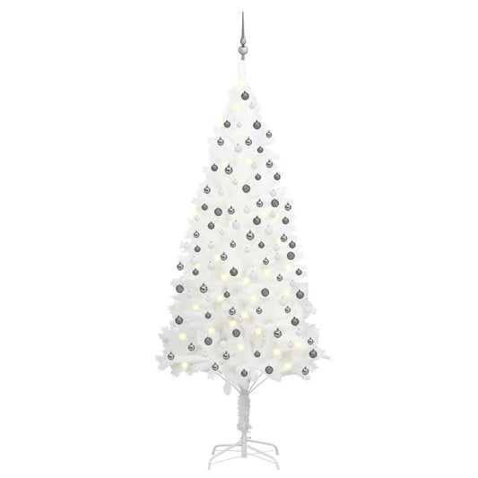 Kunstkerstboom Met Led's En Kerstballen 210 Cm Wit