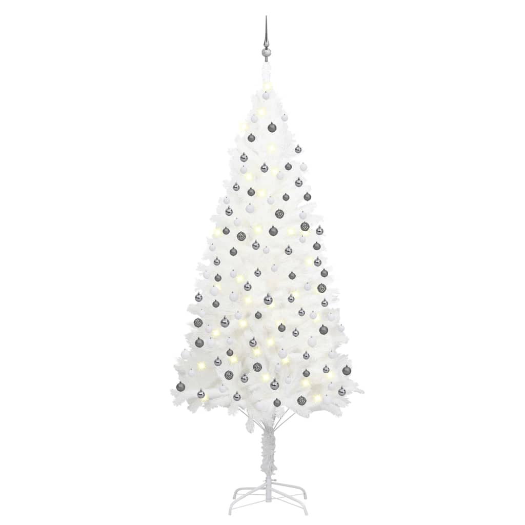 Kunstkerstboom Met Led's En Kerstballen 240 Cm Wit