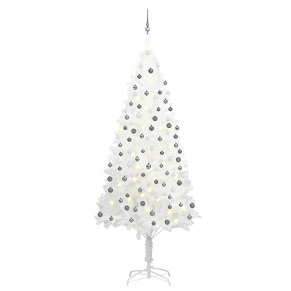 Kunstkerstboom Met Led's En Kerstballen 240 Cm Wit