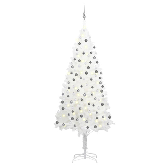 Kunstkerstboom Met Led's En Kerstballen 240 Cm Wit