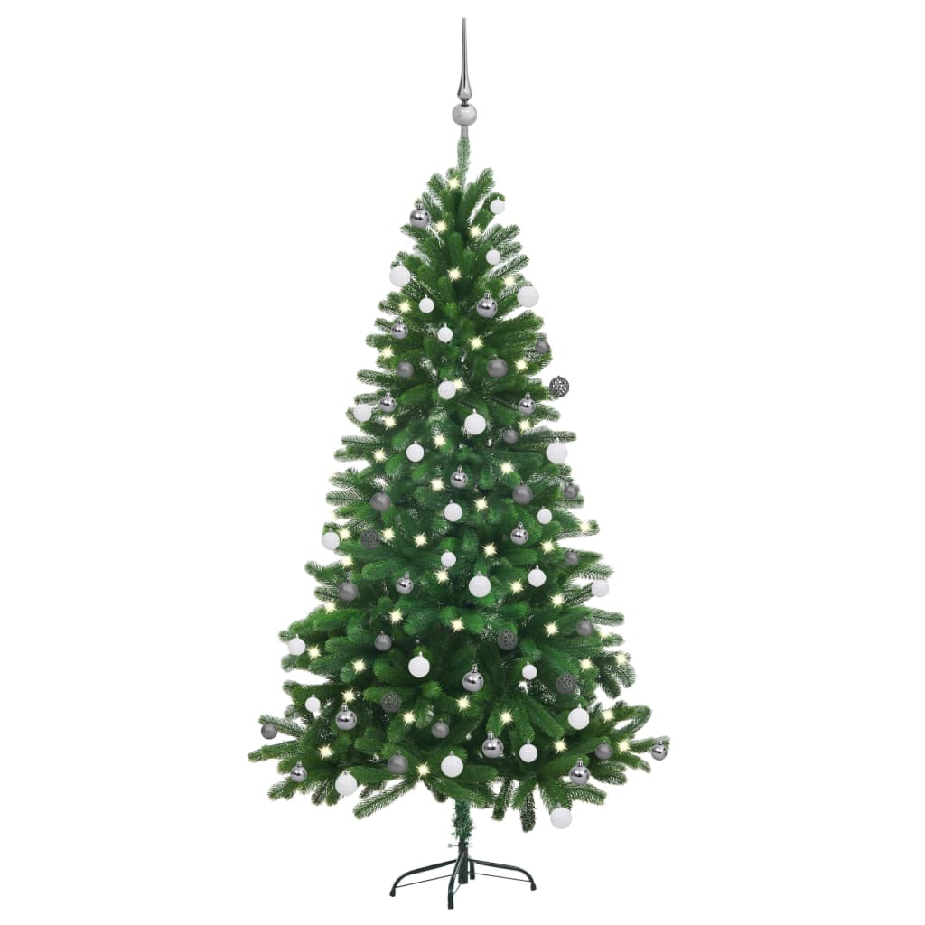 Kunstkerstboom Met Led's En Kerstballen 150 Cm Groen