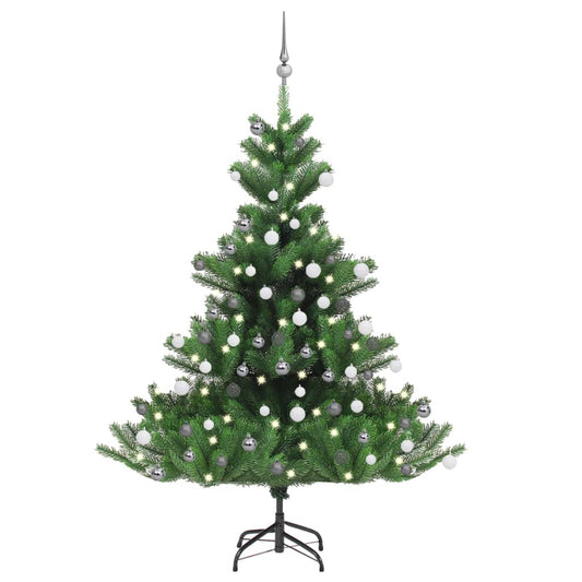 Kunstkerstboom Nordmann Met Led's En Kerstballen 150 Cm Groen