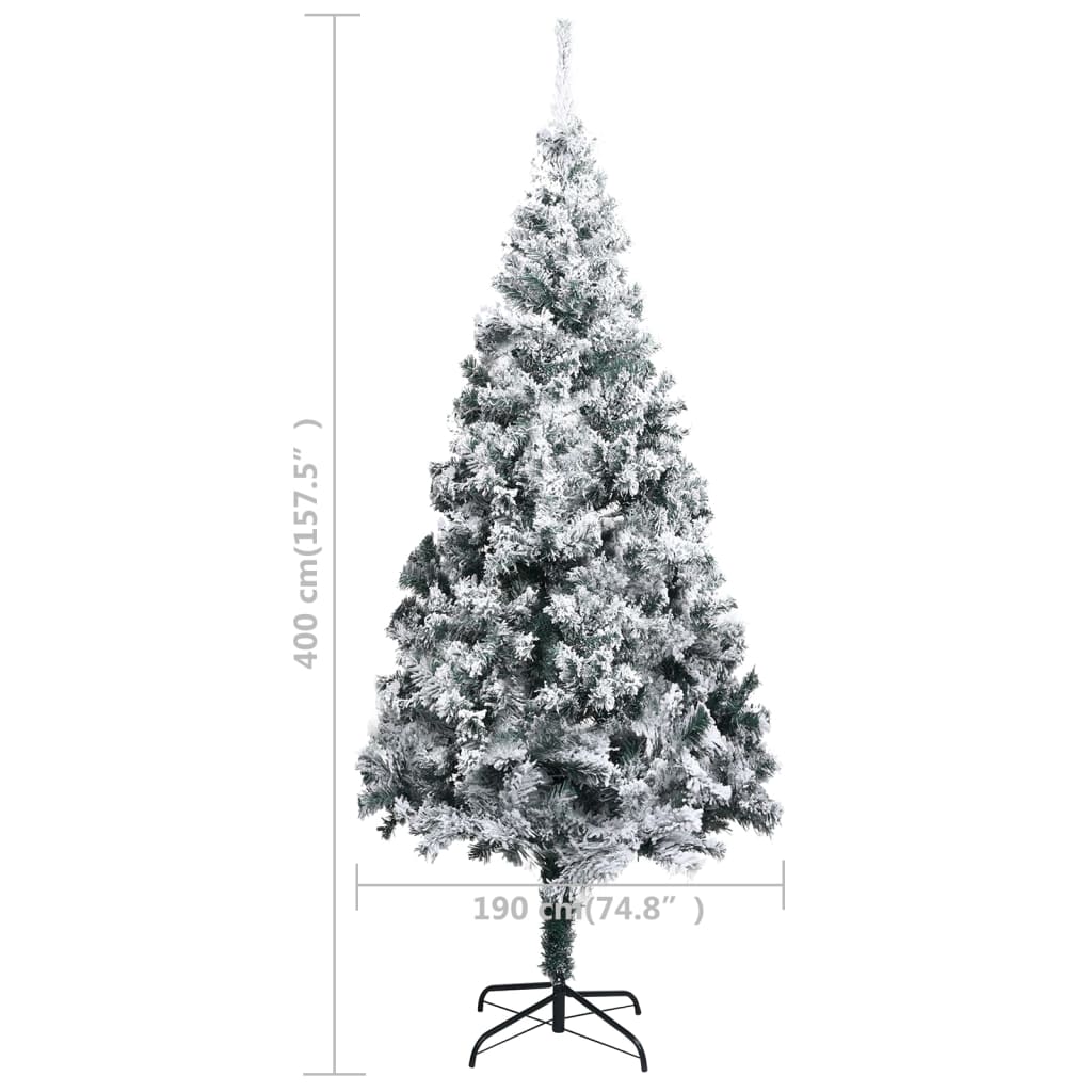 Kunstkerstboom Met Led's En Sneeuwvlokken Pvc 400 Cm Groen