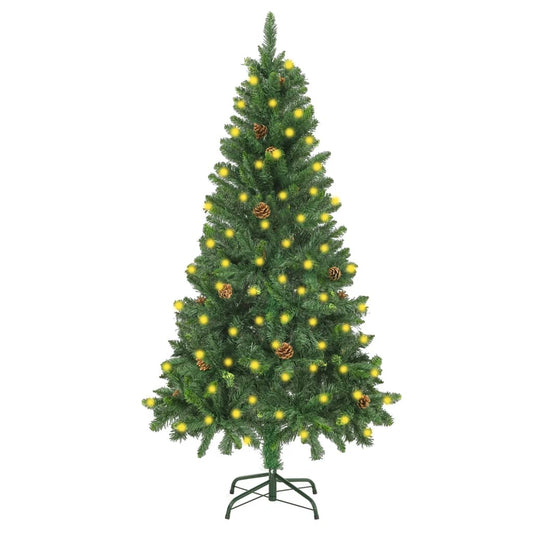 Kunstkerstboom Met Led's En Dennenappels 150 Cm Groen