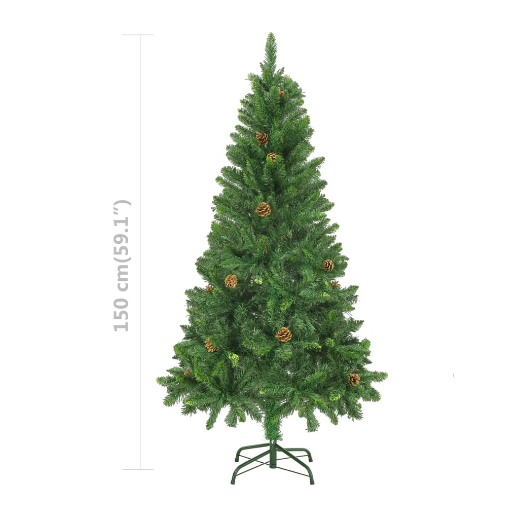 Kunstkerstboom Met Led's En Dennenappels 150 Cm Groen