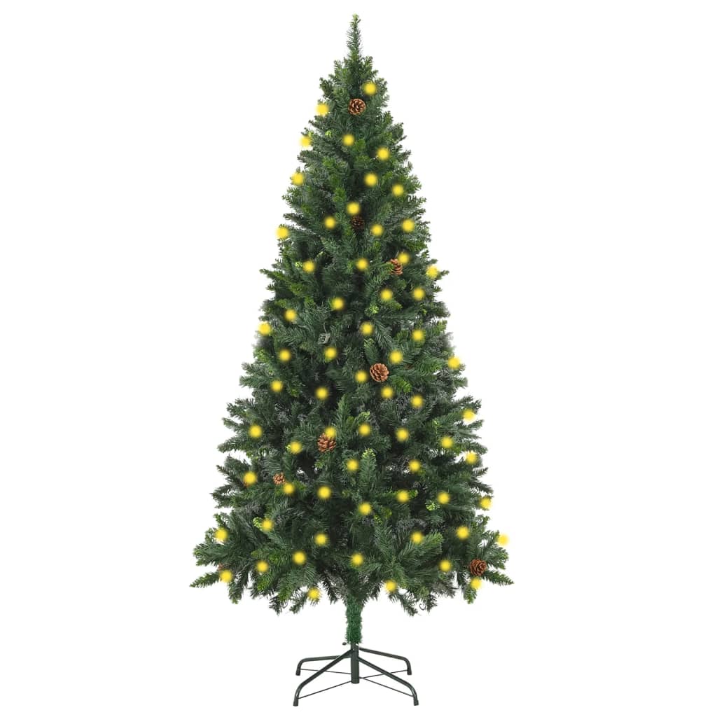 Kunstkerstboom Met Led's En Dennenappels 180 Cm Groen
