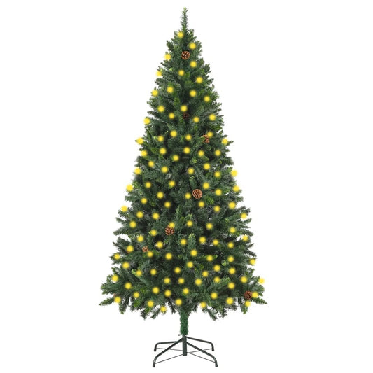 Kunstkerstboom Met Led's En Dennenappels 210 Cm Groen