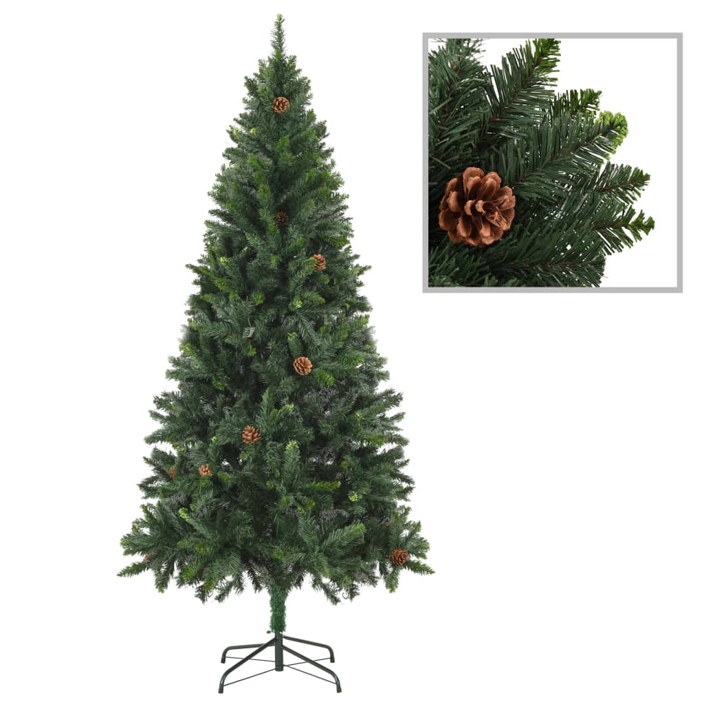 Kunstkerstboom Met Led's En Dennenappels 210 Cm Groen