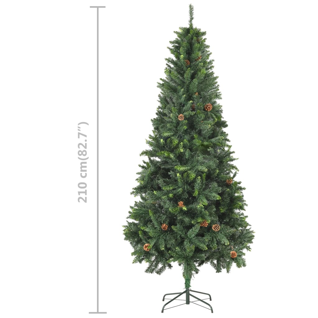 Kunstkerstboom Met Led's En Dennenappels 210 Cm Groen