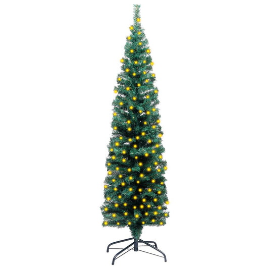 Kunstkerstboom Met Led's En Standaard Smal 120 Cm Pvc Groen