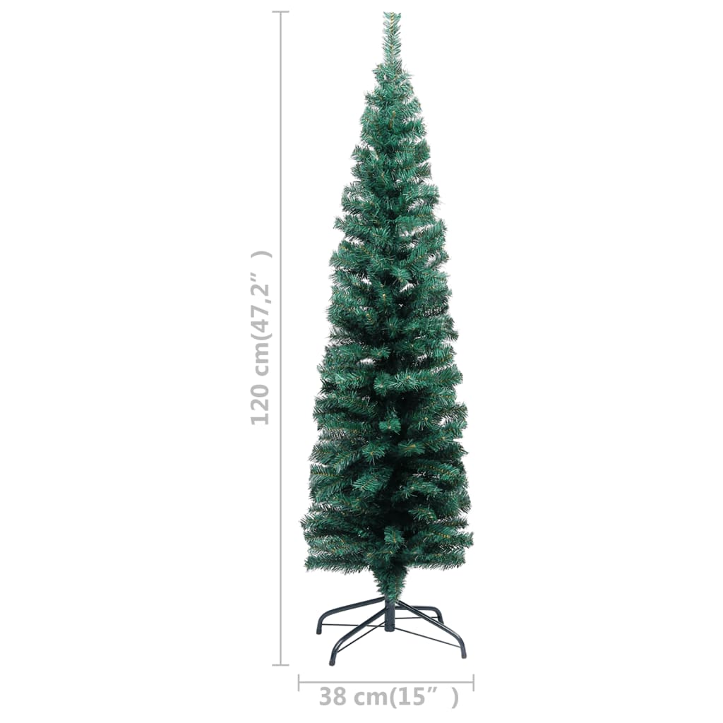 Kunstkerstboom Met Led's En Standaard Smal 120 Cm Pvc Groen