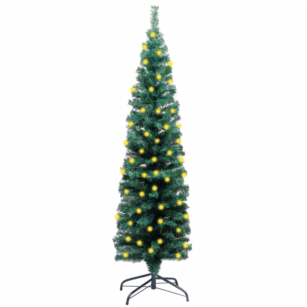 Kunstkerstboom Met Led's En Standaard Smal 150 Cm Pvc Groen