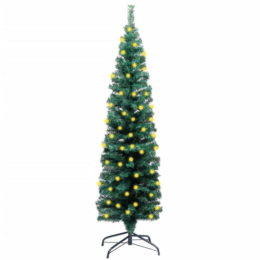 Kunstkerstboom Met Led's En Standaard Smal 150 Cm Pvc Groen