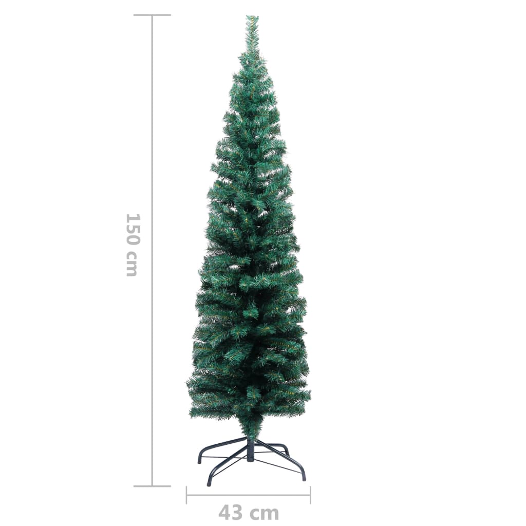 Kunstkerstboom Met Led's En Standaard Smal 150 Cm Pvc Groen