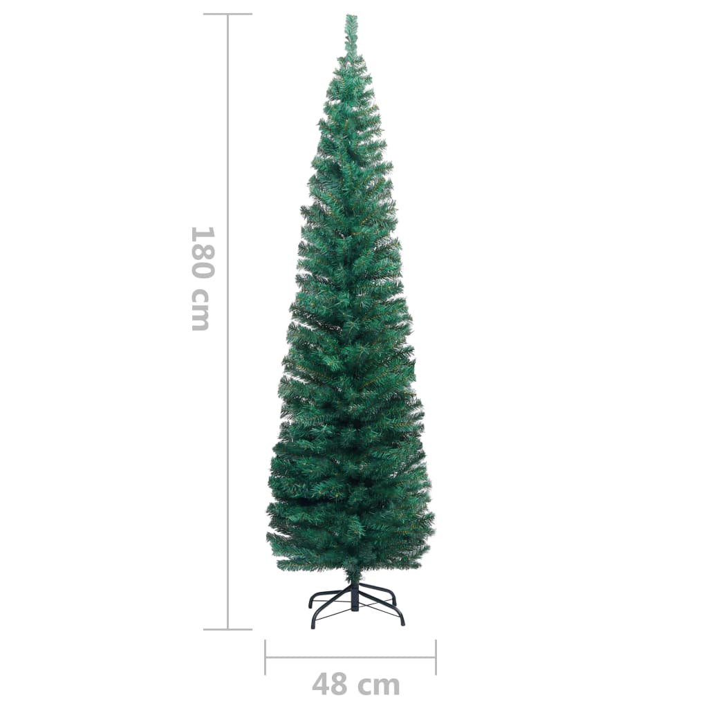 Kunstkerstboom Met Led's En Standaard Smal 180 Cm Pvc Groen