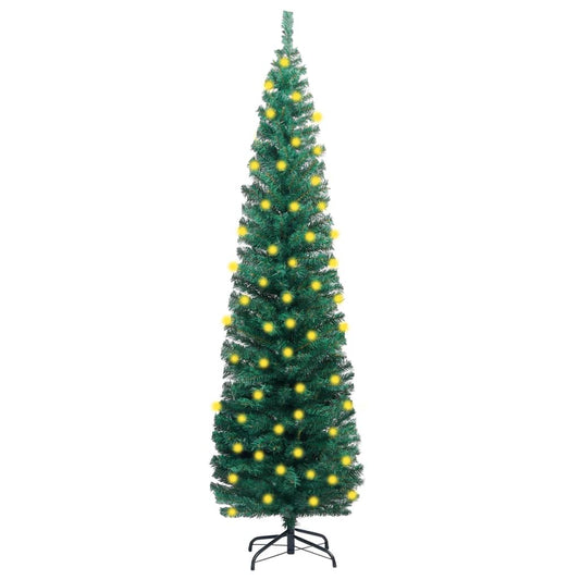 Kunstkerstboom Met Led's En Standaard Smal 210 Cm Pvc Groen