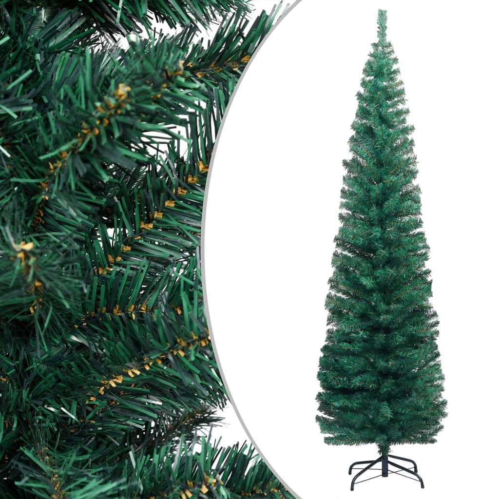 Kunstkerstboom Met Led's En Standaard Smal 240 Cm Pvc Groen